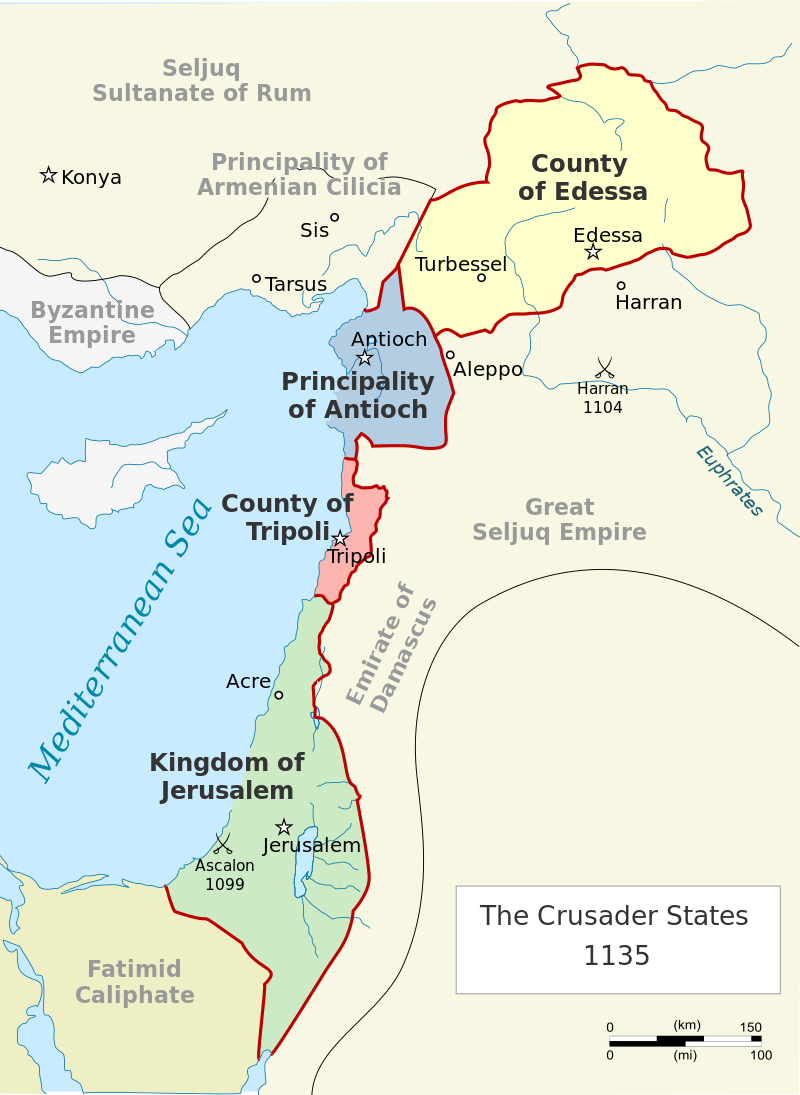 map of the Crusader States (1135)