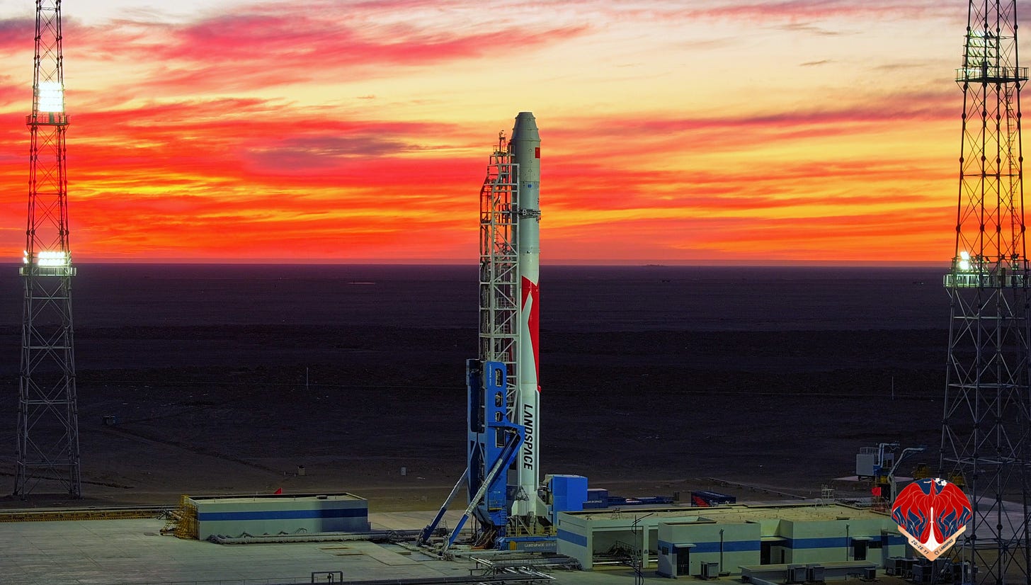 Zhuque-2E Y1 on the launchpad at Launch Area 96A prior to its debut mission.