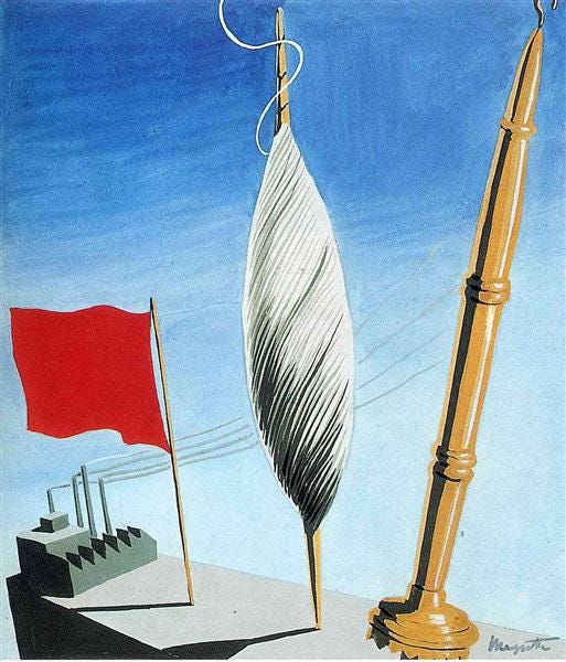 Project of poster "The center of textile workers in Belgium", 1938 - Rene Magritte