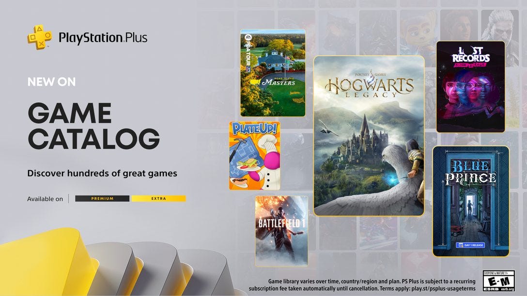 PlayStation Plus Game Catalog for April: Hogwarts Legacy, Blue Prince, the second episode of Lost Records: Bloom & Rage and more