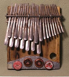 Mbira, traditional instrument of the Shona people of Zimbabwe. Made of metal tines on a wooden backboard.
