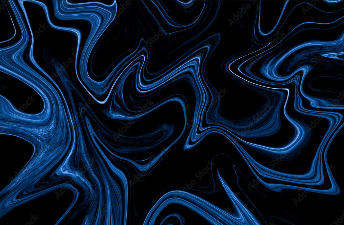 Painting of dark swirled blue and black paint.