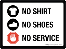 No Shirt No Shoes No Service Landscape - Wall Sign