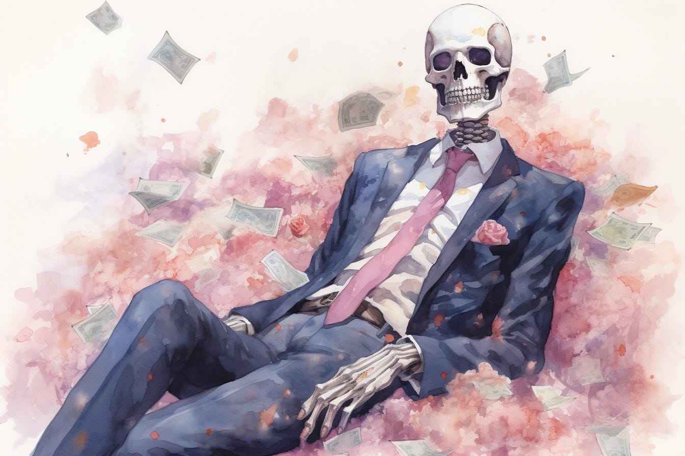 japan skull suit, dead banker, 