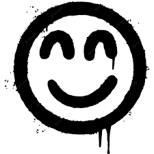 Graffiti sorridente rosto emoticon pulverizado isolado no fundo branco.  ilustração vetorial. | Vetor Premium