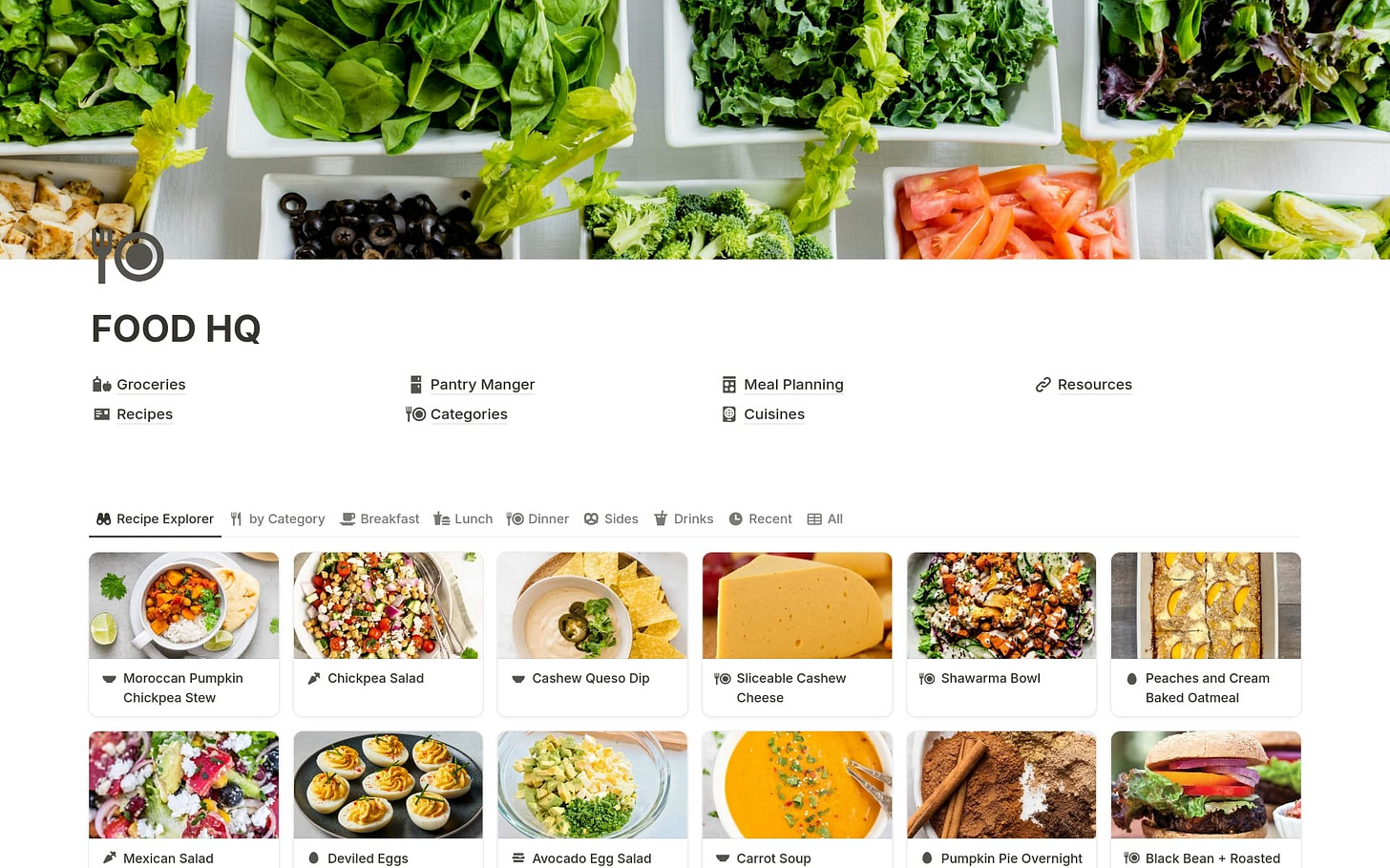 FOOD HQ is a kitchen management hub that helps you track your groceries, pantry, recipes, and do meal planning. There are options for both freestyle meal planning, as well as "ready made" meal plan bundles.