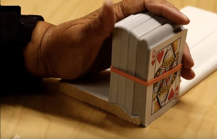 Copy complex contours with a stack of playing cards.