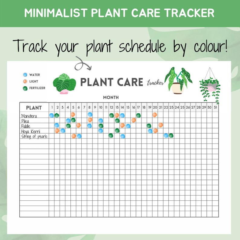 Minimalist Plant care tracker Plant planner Watering log image 1