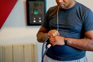Man taking his blood pressure