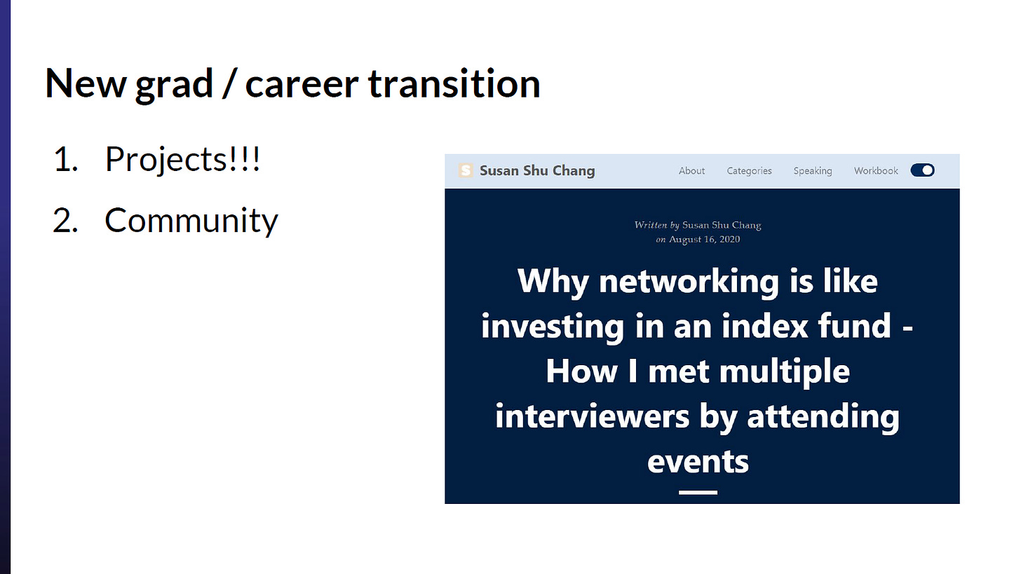 Finding a data science job as a new grad: Attending conferences and events.