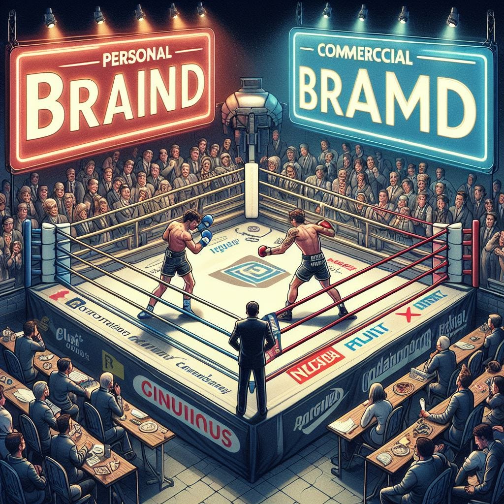 A fight between personal brand and commercial brand