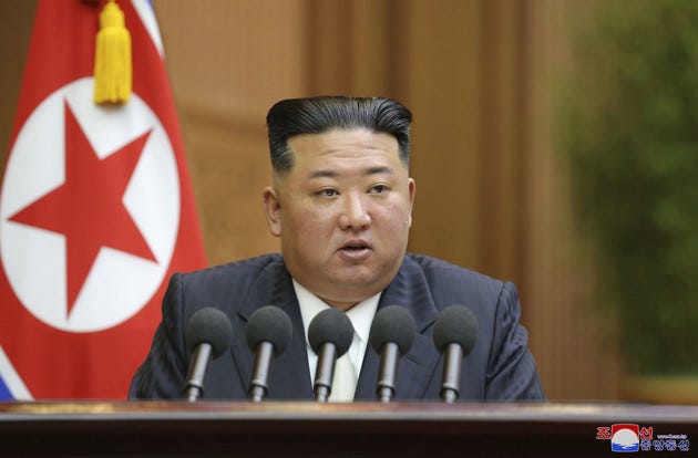 North Korean leader Kim Jong Un delivers a speech.