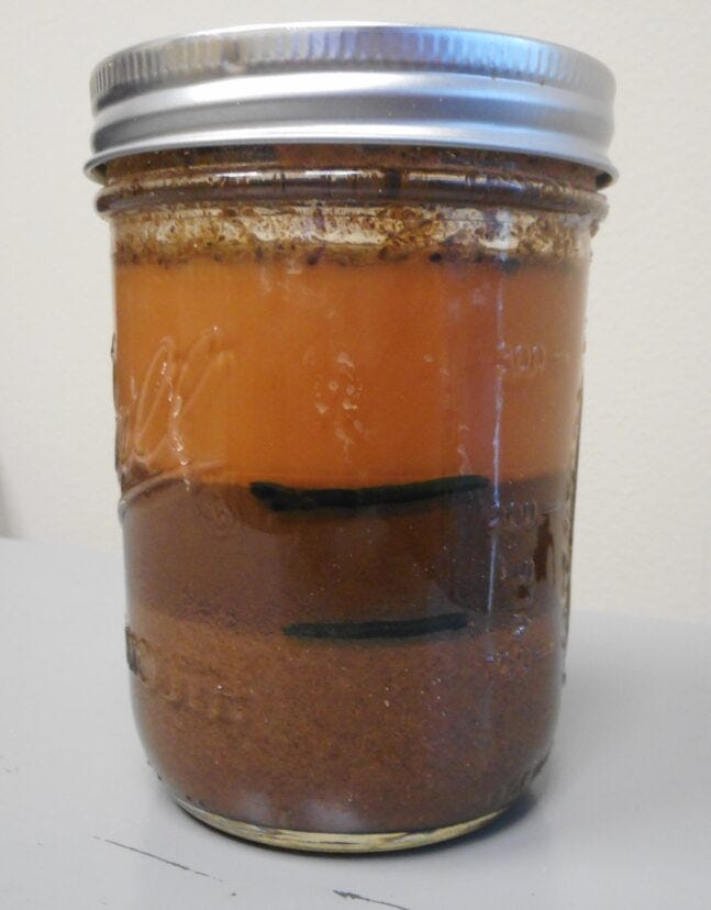 Jar showing the silt layer.