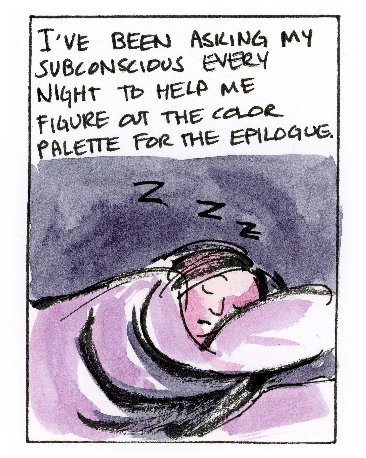 Watercolor diary comic by graphic novelist K. Woodman-Maynard on the subconscious.