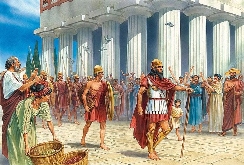 Myke Cole على X: "I love this Peter Dennis painting of Gylippus entering  Syracuse in 414 BC. It shows how intensely the Spartan army changed from  Thermopylae. He isn't even a Peer,
