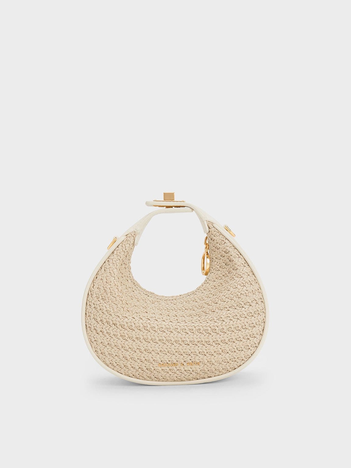 Mini Woven Crescent Hobo Bag, Chalk, hi-res