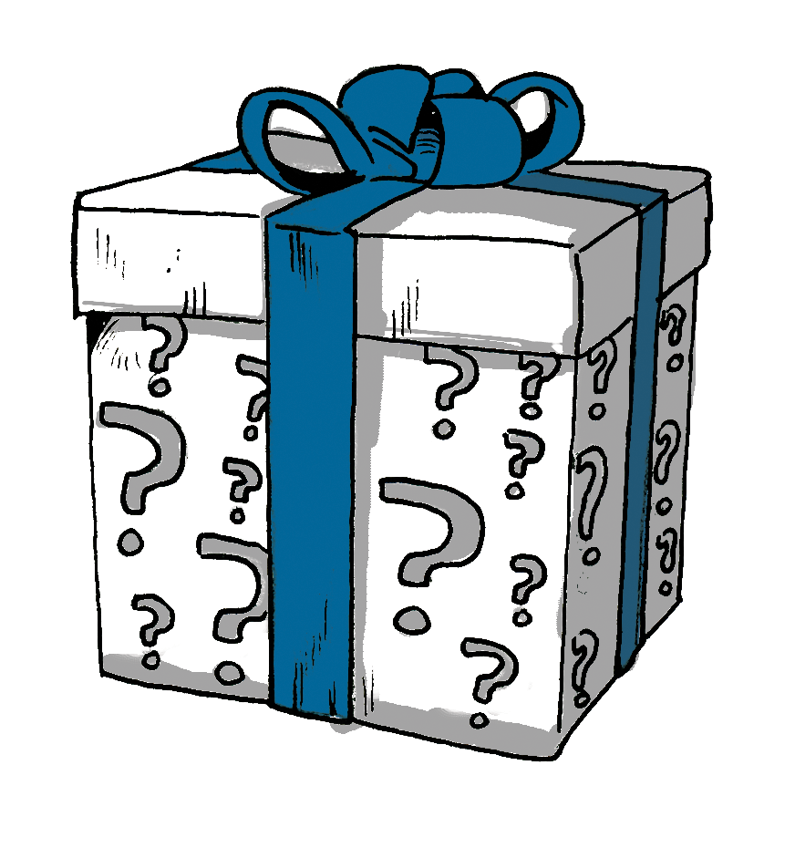 The illustration of a big present box.