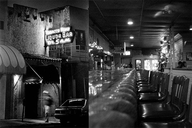 Cover: Front of Tobacco Road in 1987 combined with the interior of the bar in 2009