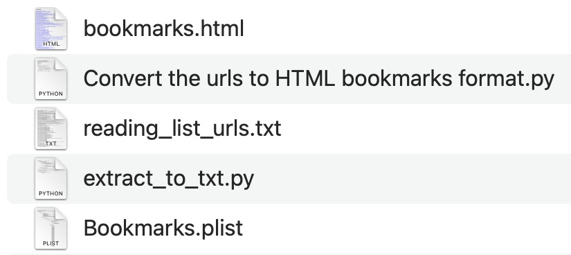 All scripts and files from the project Safari Reading List export.png