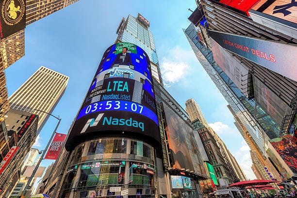 The Nasdaq Building On Times Square In New York Usa Stock Photo - Download  Image Now