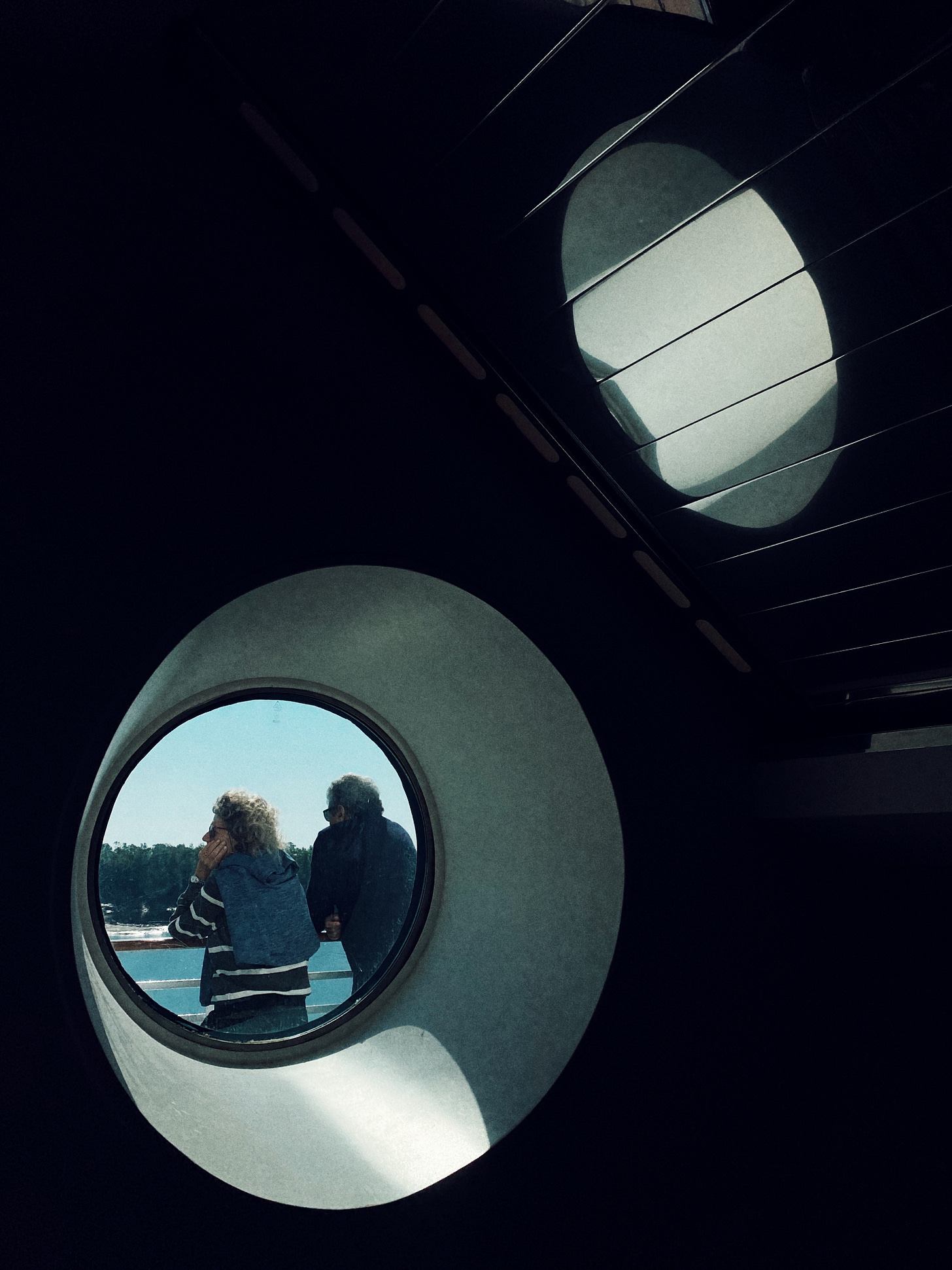 old couple on the boat deck