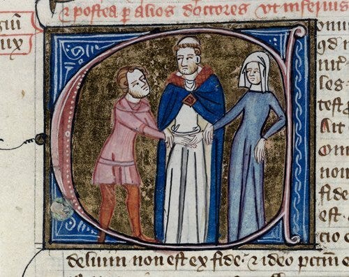 Medieval manuscript of a wedding