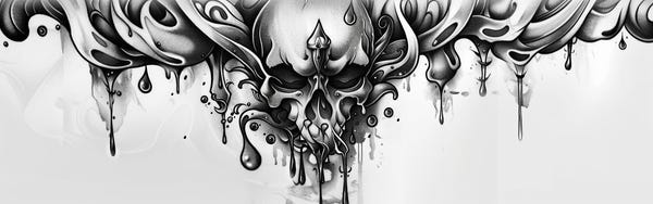 Gangster tattoo with skull and tear drops.