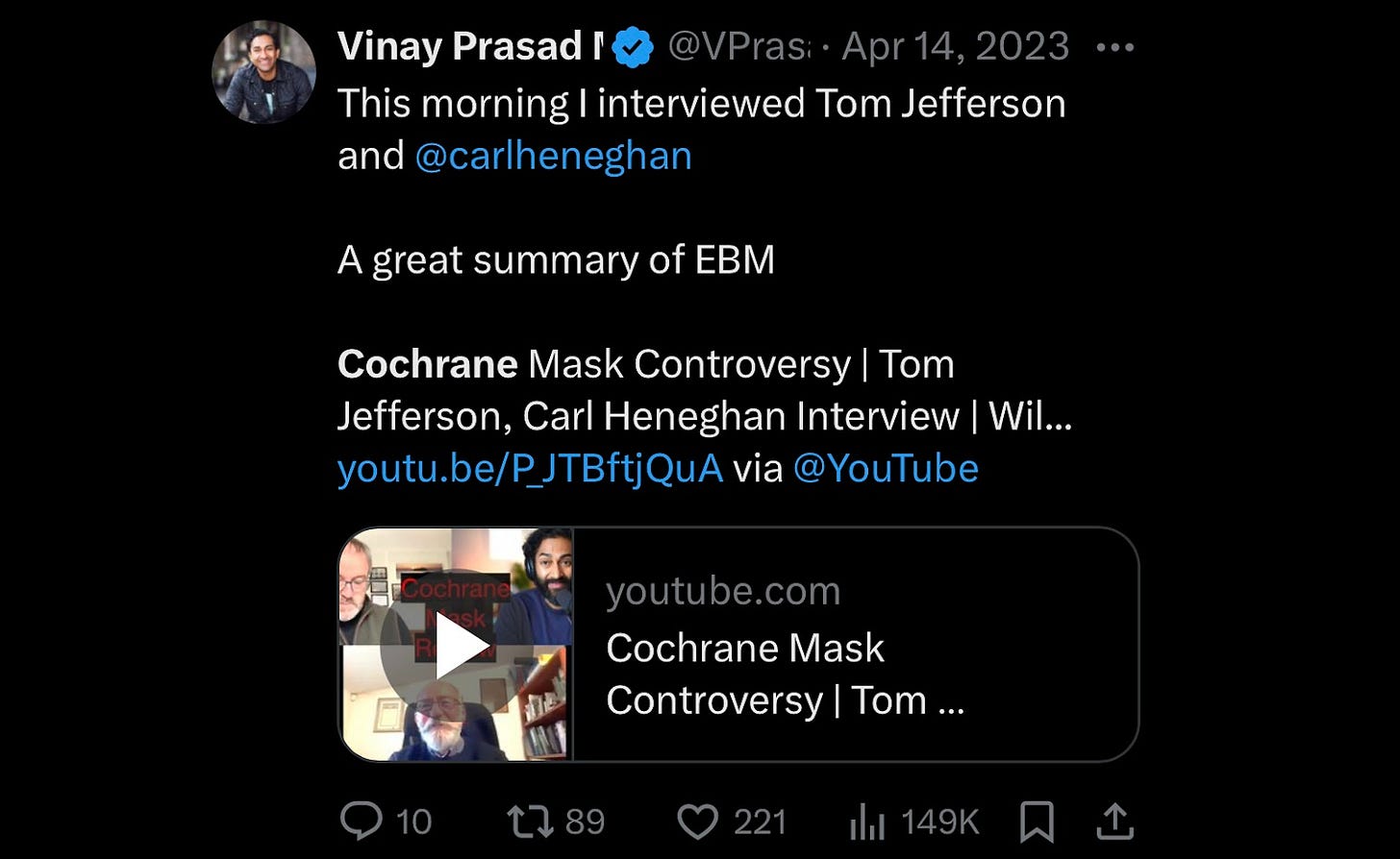 Vinay Prasad tweet: "This morning I interviewed Tom Jefferson and Carl Heneghan. A great summary of EBM." Vinay Prasad tweet: "This morning I interviewed Tom Jefferson and Carl Heneghan. A great summary of EBM."