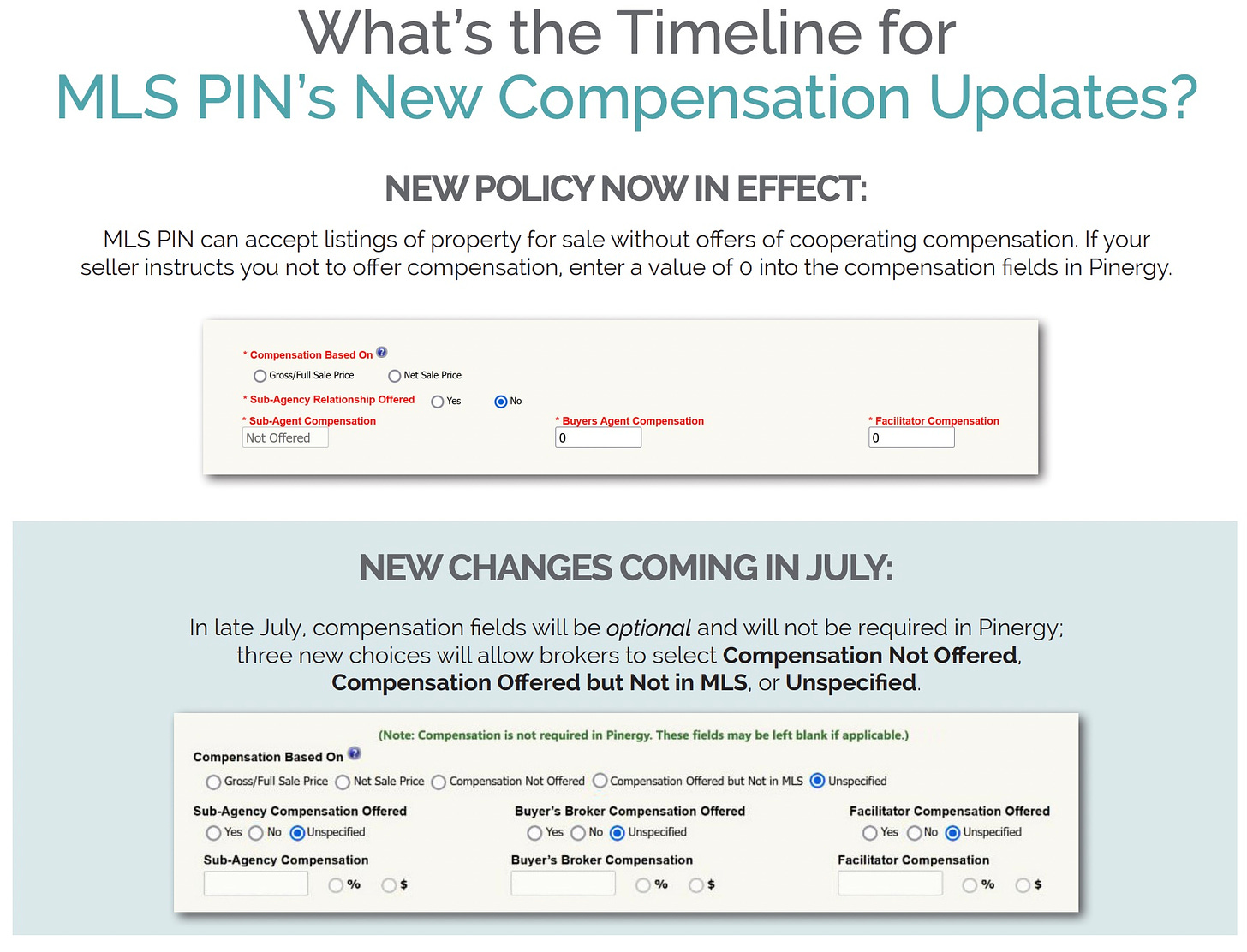 MLS PIN's New Compensation Updates