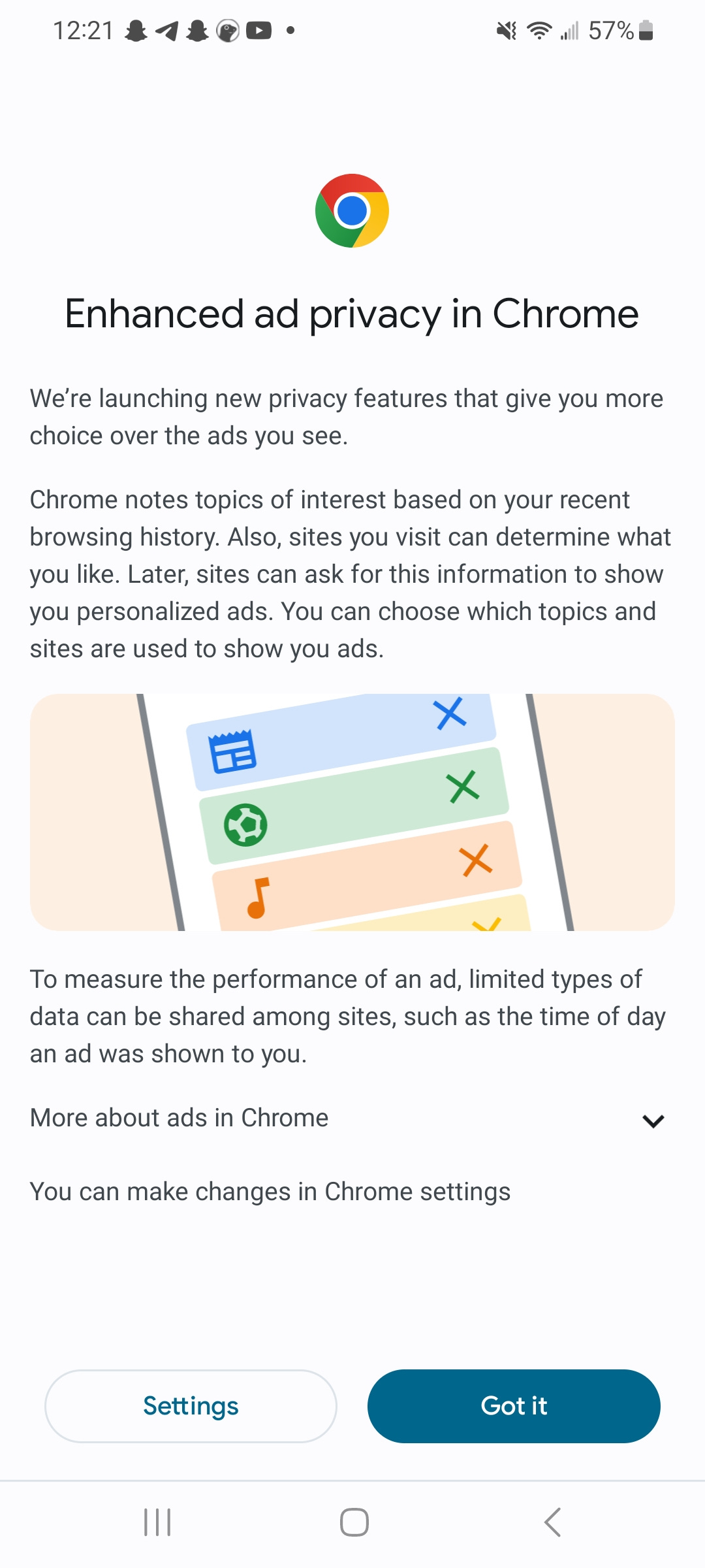 The screenshot above is of a popup alert that appears on chrome updates as of August 2023. See below in the article for the full text description.