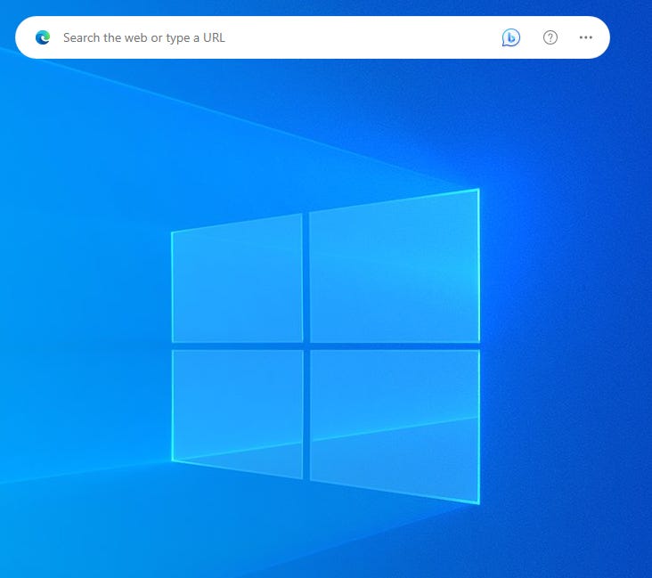 windows desktop with bing search bar integrated