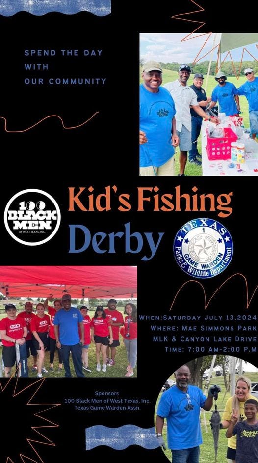 May be an image of ‎12 people and ‎text that says '‎SPEND SPENDTHEDAY THE THEDAY DAY WITH OUR COMMUNITY น 아의 BLACK ACK 100 Kid's S Fishing MEN Derby ب ส EME ร OBH 10M Wildlife Depari おせり 更 SE WHEN:SATURDAY WHERE:MAESIMMONSPARK SIMMONS WHERE‎'‎‎
