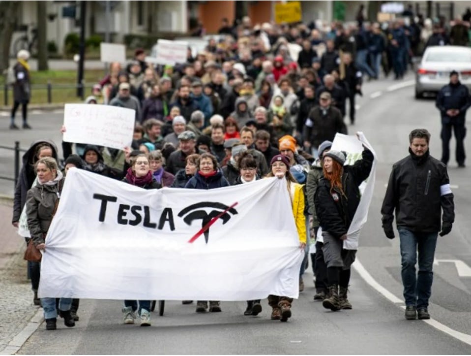 Anti Tesla demonstration in Germany