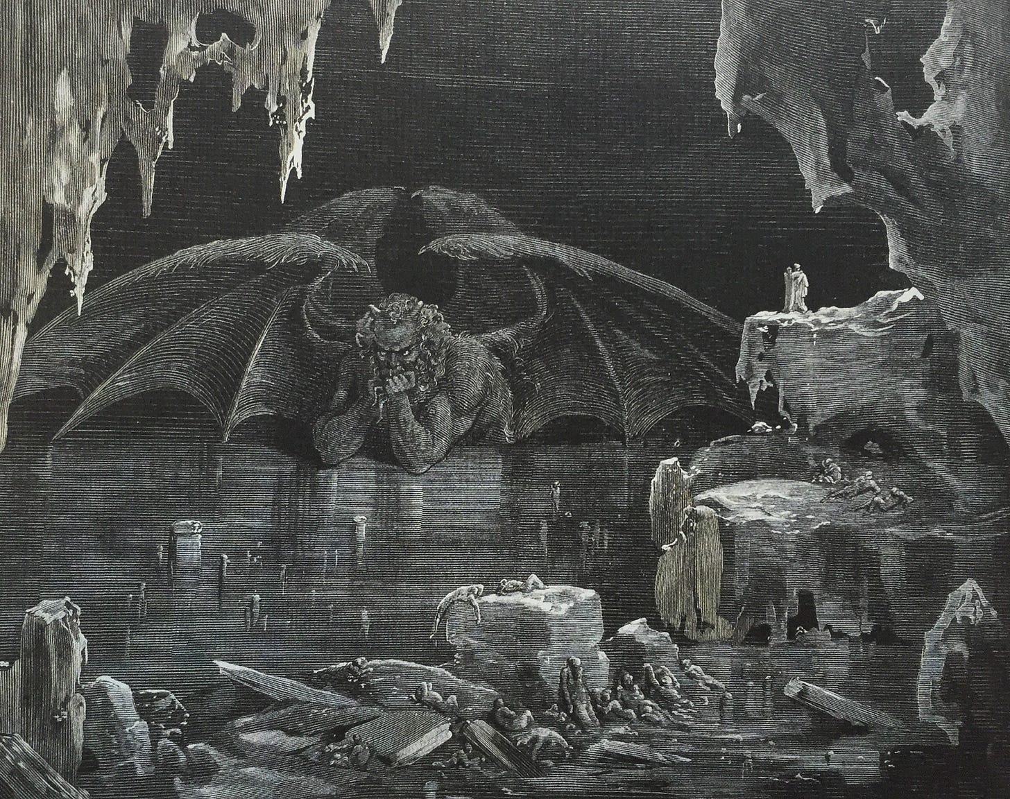 Ricker Library on X: "Ricker Library's 13 Days of Halloween, Day 10: " Lucifer in Judecca", Gustave Dore, 1861-1868: https://t.co/YreLxx5EOJ  #PageFrights https://t.co/USVaWMUlUQ" / X