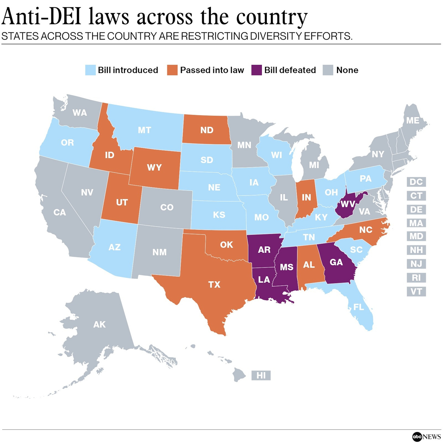 Map: The impact of anti-DEI legislation - ABC News
