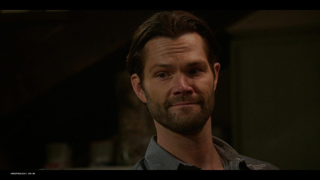 Jared Padalecki looking very dorky with his ears popping out and smirking on Walker set.