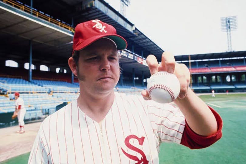 Wilbur Wood shows off his knuckleball grip.