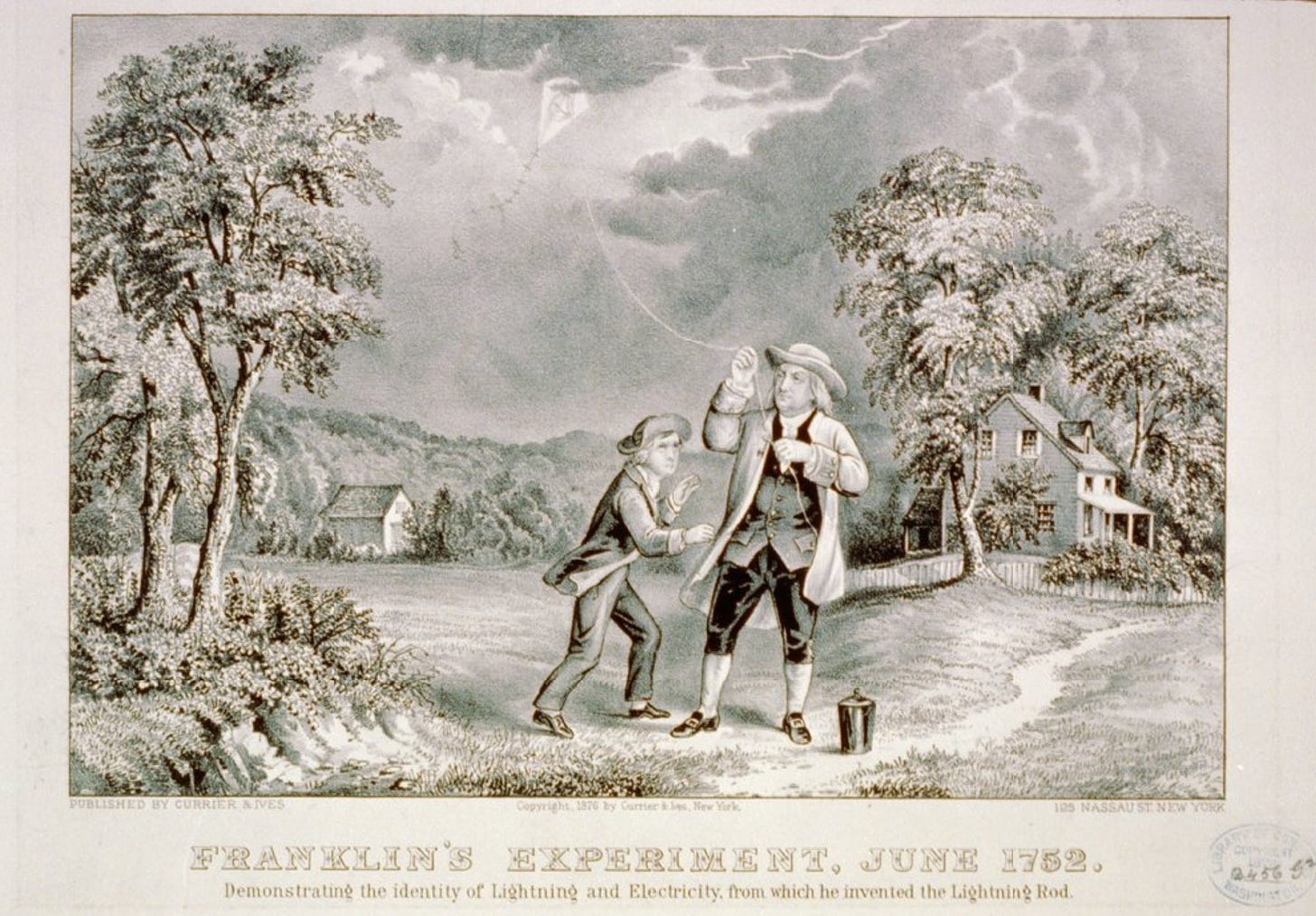 Franklins Experiment, June 1752 (Currier & Ives)