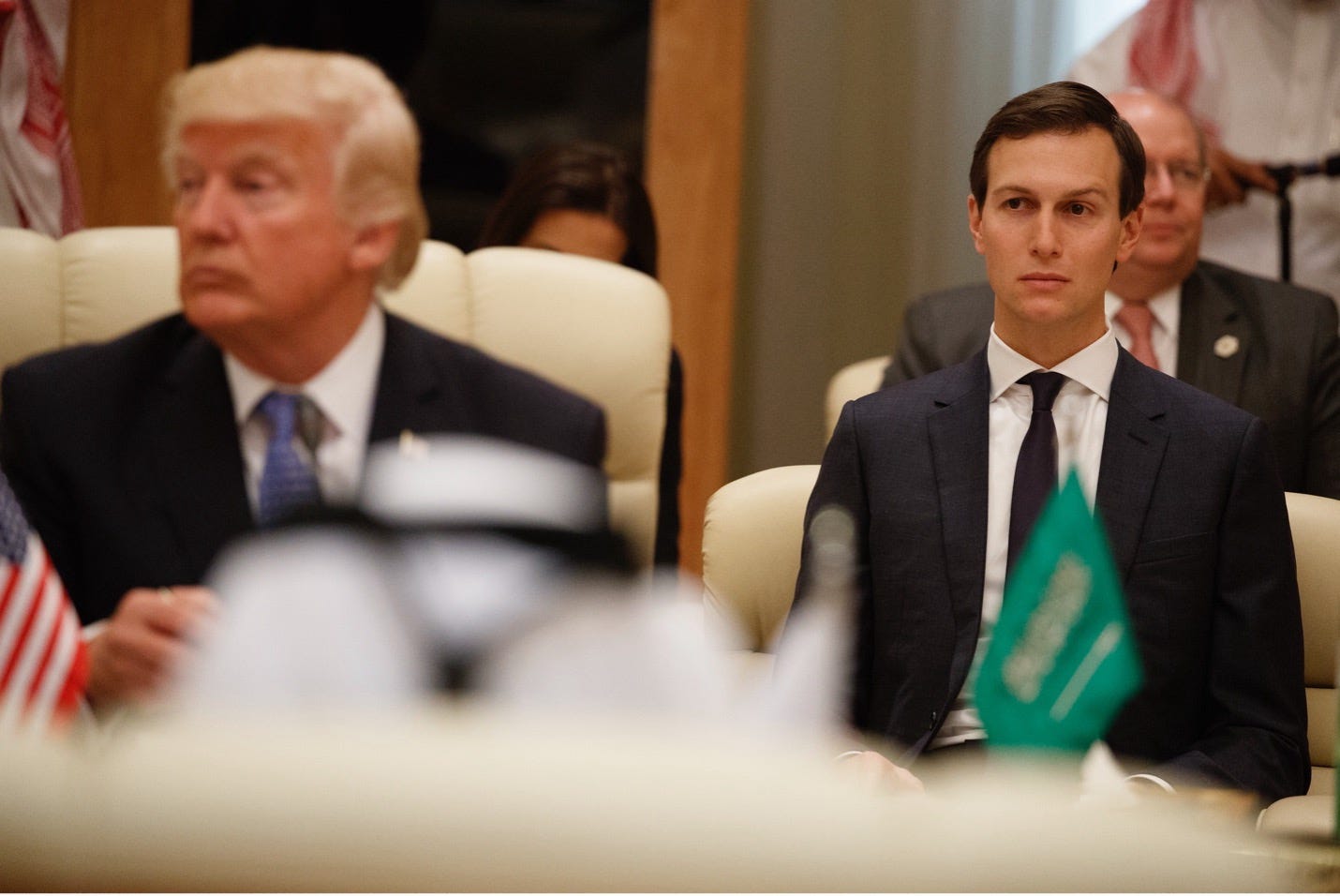 Jared Kushner with then-President Donald Trump at a conference in Riyadh, Saudi Arabia, in 2017. Evan Vucci/AP