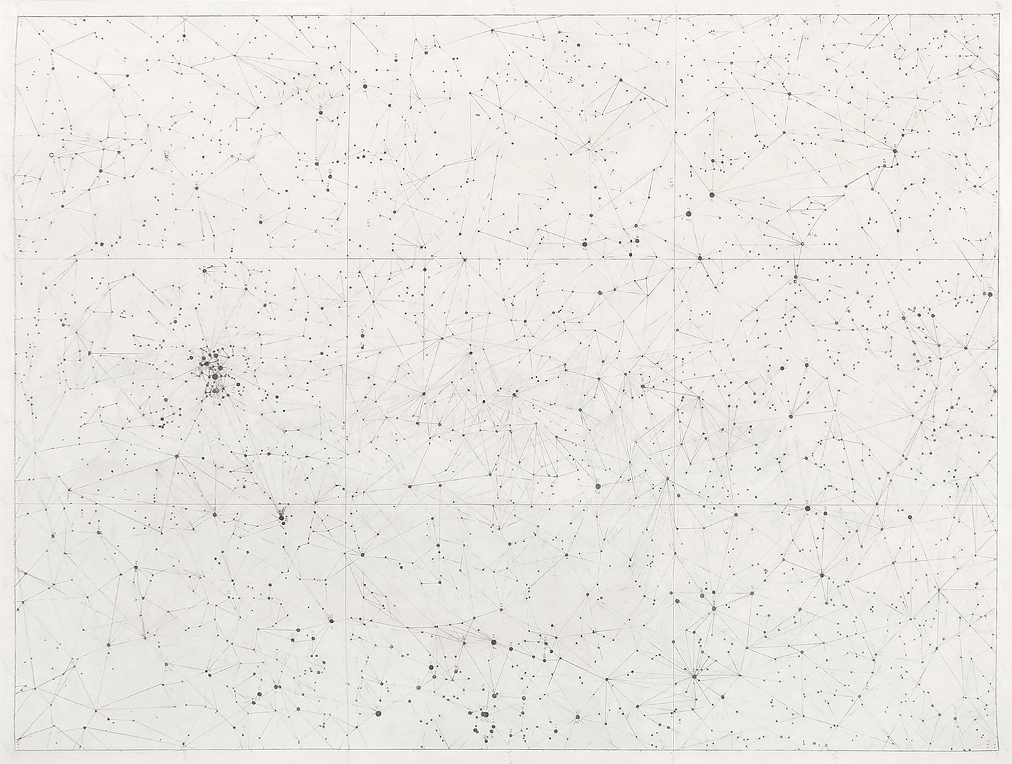 Victoria Burge, Untitled, (acrylic and pencil on star chart from the Atlas Eclipticalis), 2016 [Krakow Witkin Gallery, Boston. © Victoria Burge]