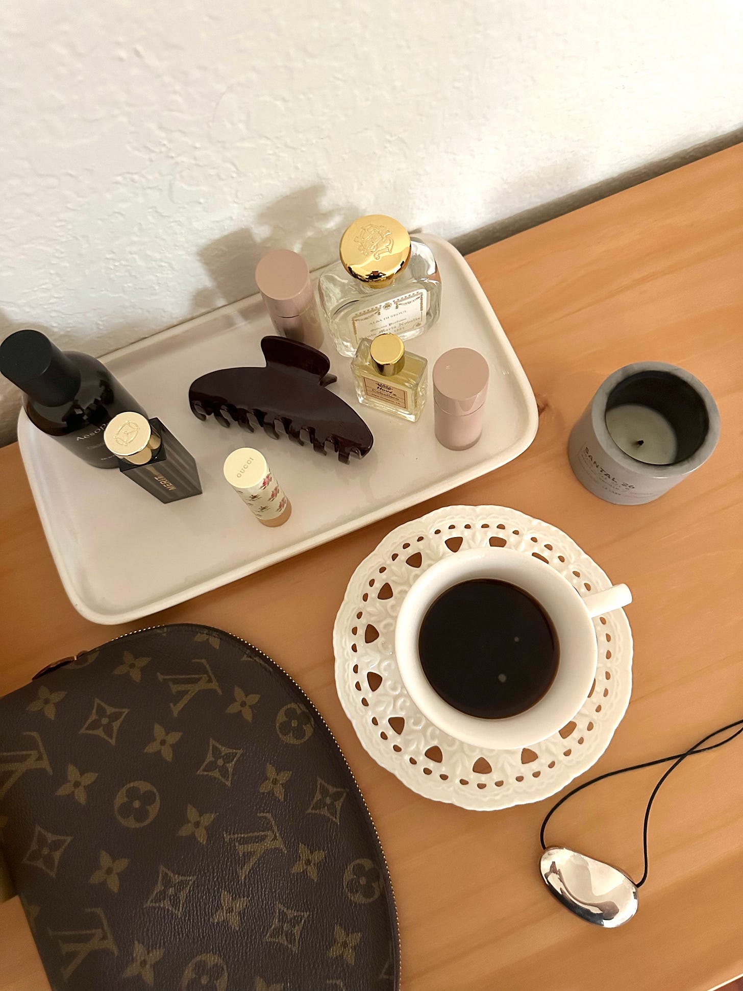make up and coffee