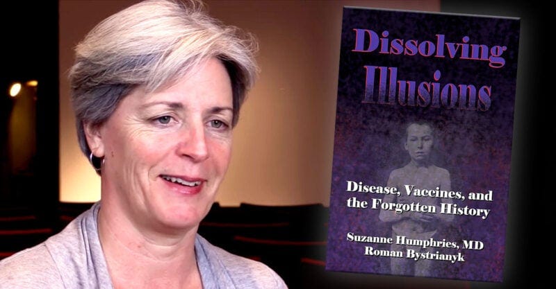 suzanne humphries with book cover "dissolving illusions"