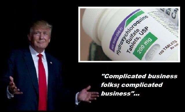 donald trump pushing hydroxycholoroquine to solve covid 19