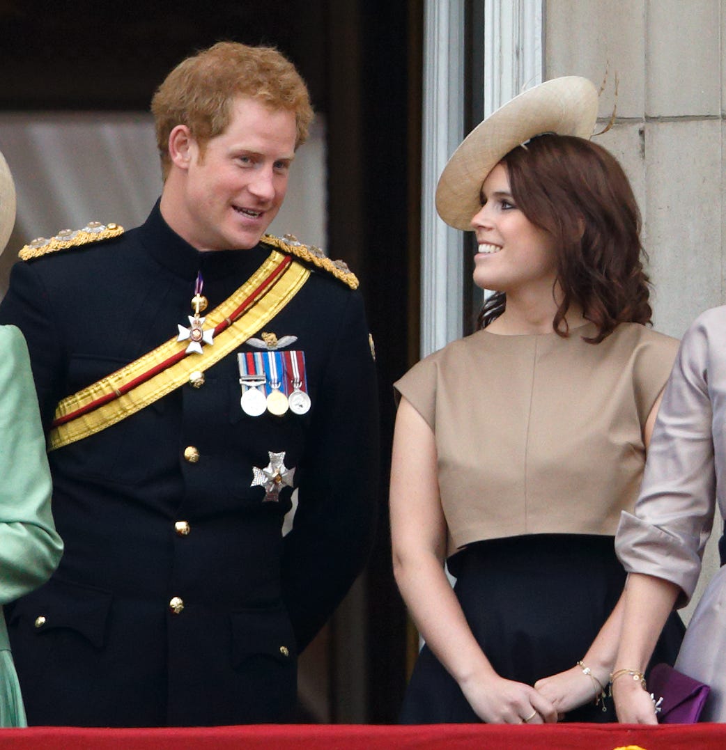 Prince Harry in uniform with Princess Eugenie