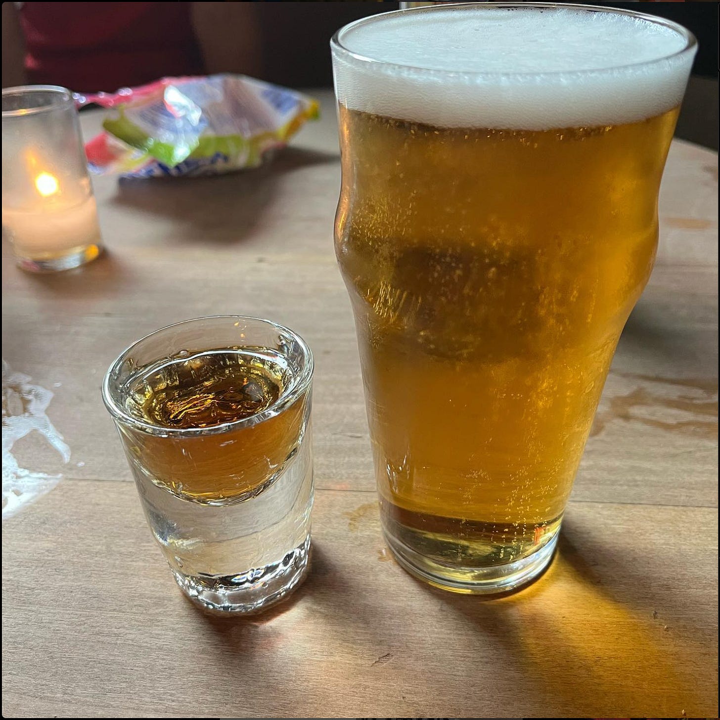 A shot and draft beer glass. A shot and draft beer glass.