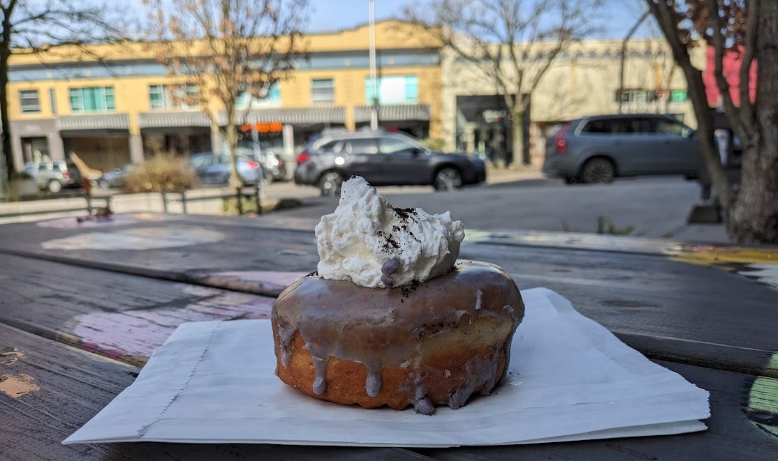 earl grey donut with whipped cream