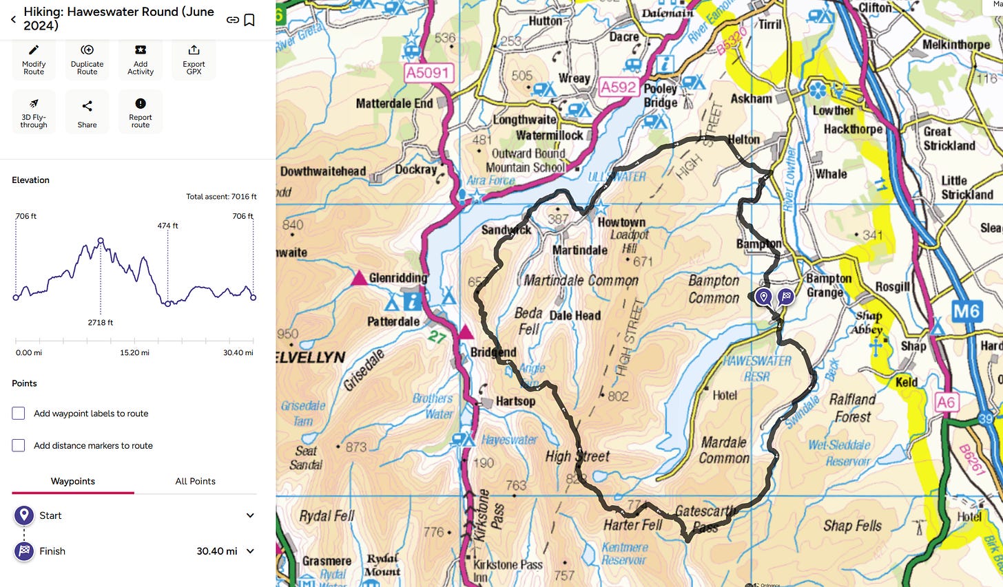 Map of route of walk