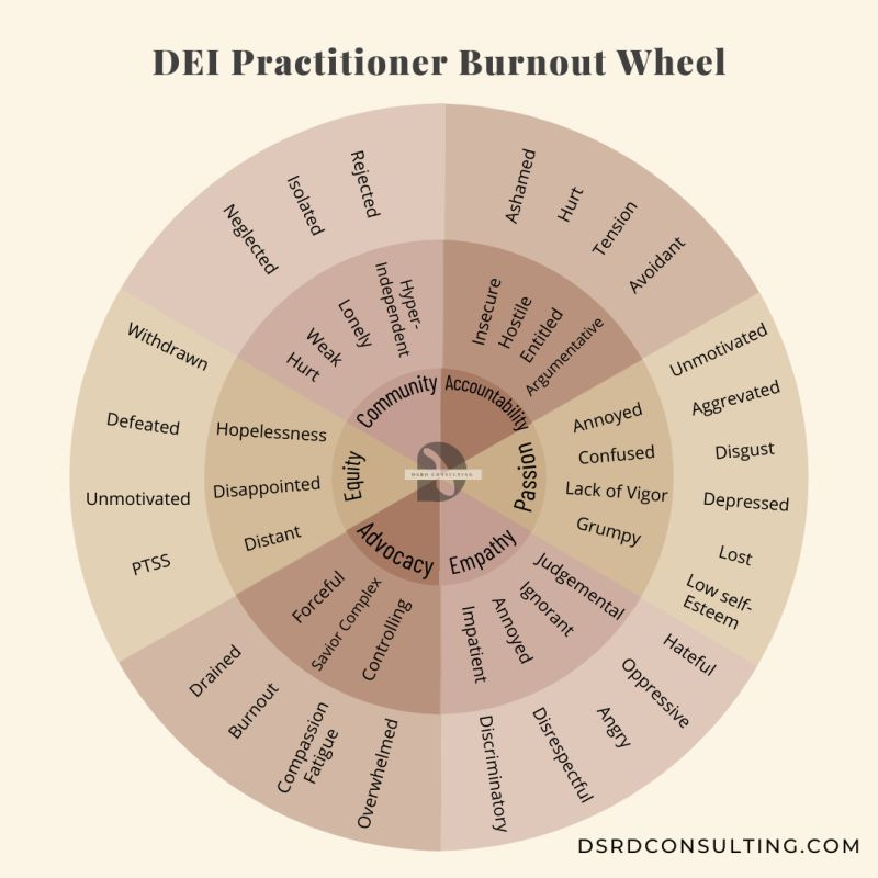DEI Practitioner Burnout Wheel by Dr Sam Rae