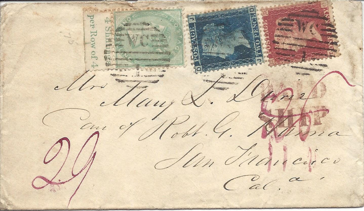 1860 cover from the UK to the US