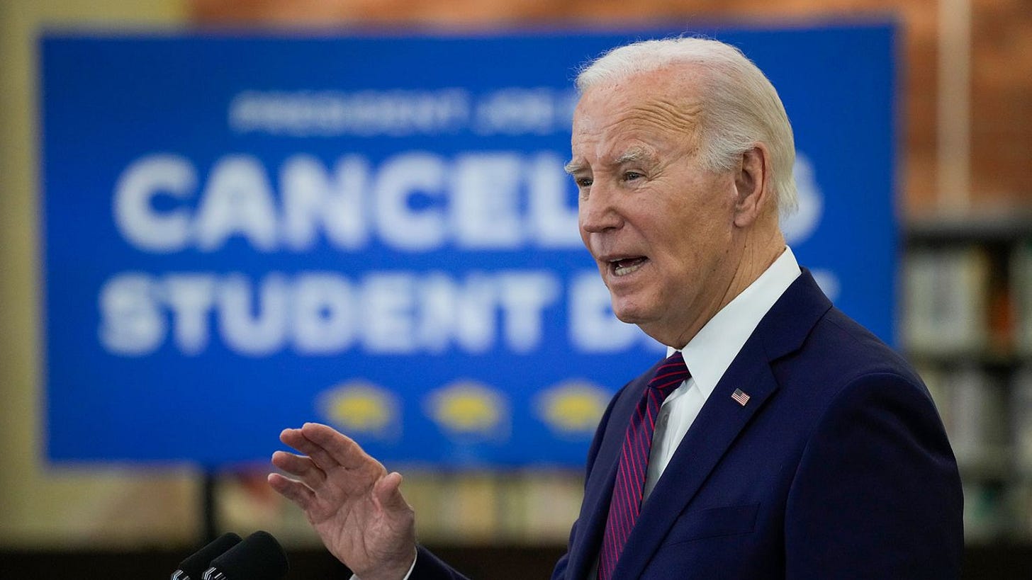 President Joe Biden speaks at Culver City Julian Dixon Library in Culver City, Caifornia, February 21.